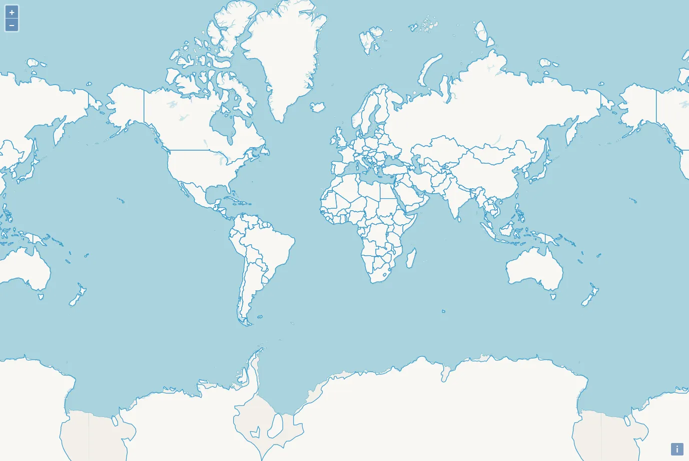 World map with countries on top